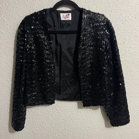 Black sequin caron  jacket - Picture 1 of 3